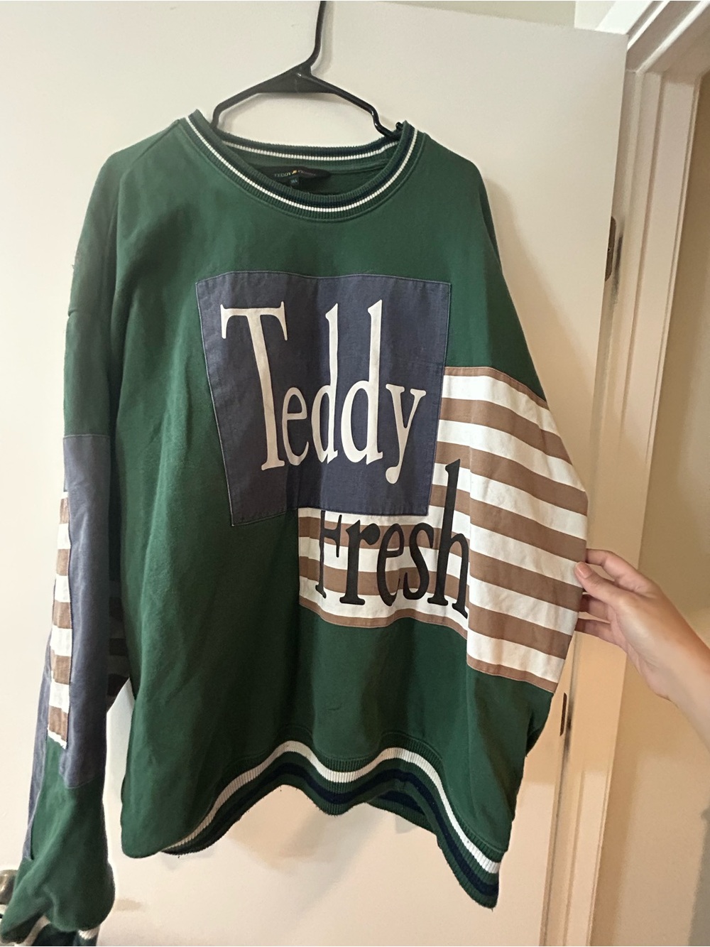 Teddy Fresh Green, Navy & Brown Striped Logo Sweatshirt